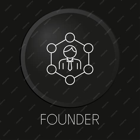 Founder minimal vector line icon on 3d button isolated on black ...