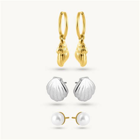 Ocean Gleam Shell Hoop & Pearl Set – PALMONAS