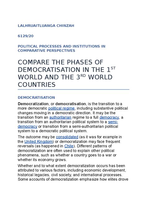 Comparing phases of democratisation - LALHRUAITLUANGA CHINZAH 6129 ...