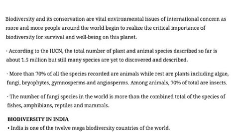 Biodiversity Conservation: Importance and Strategies for India - Studocu