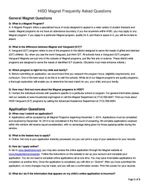 Fillable Online houstonisd HISD Magnet Frequently Asked Questions ...