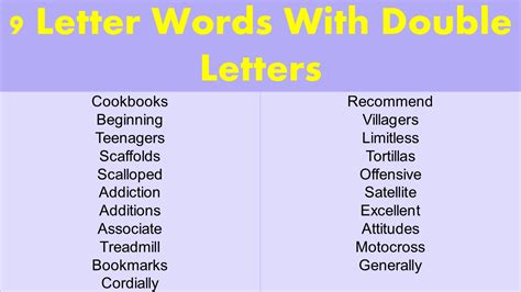 9 Letter Words with Double Letters - GrammarVocab