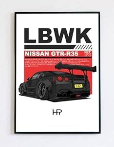 LAMIFRAME Nissan GTR-R35, Poster Wall Decoration Art Framed Poster ...