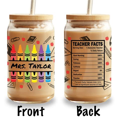 Personalized Teacher Appreciation Glass Cup - LuvinGift