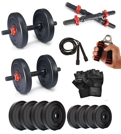 Buy SJS Adjustable Dumbbell Set of (4KG TO 24KG) With PVC Weight Plates ...