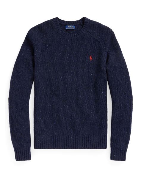 Polo Ralph Lauren Mens Textured Wool-Blend Donegal jumper, Newport Navy ...