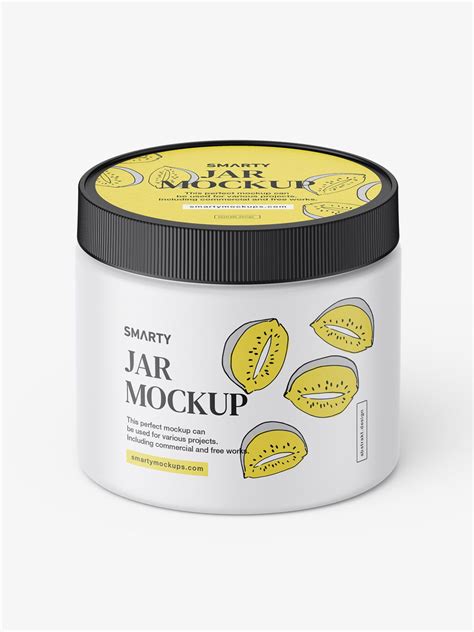 Jar with tampered lid mockup / matt / top view - Mockups Design
