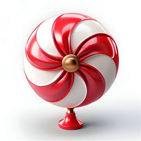 Red and white striped candy in the form of a fan on a white background ...