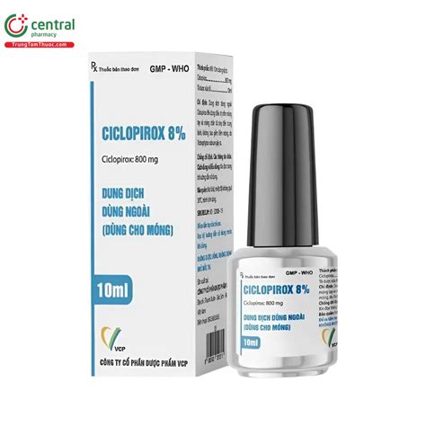 Thuốc dùng ngoài Ciclopirox 8% VCP điều trị nấm móng tay, móng chân