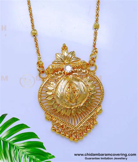 Buy 1 Gram Gold White Stone Pendant Chain Design for Women