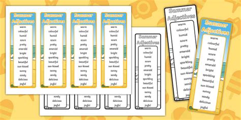 Summer Adjective Bookmarks