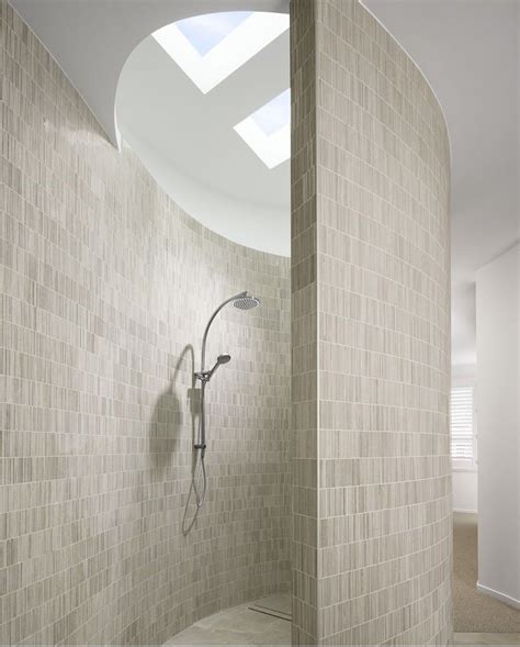 Curved Fully Tiled Shower Without Glass - Dream Bathroom Design