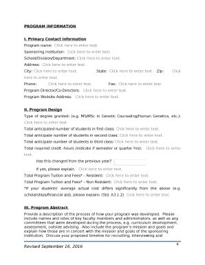 Accreditation Application for New Programs Doc Template | pdfFiller