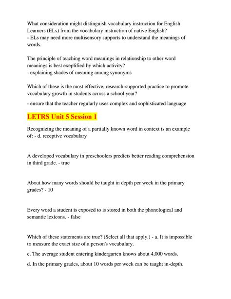 SOLUTION: Letrs unit 5 assessment all sessions 1 6 answered - Studypool