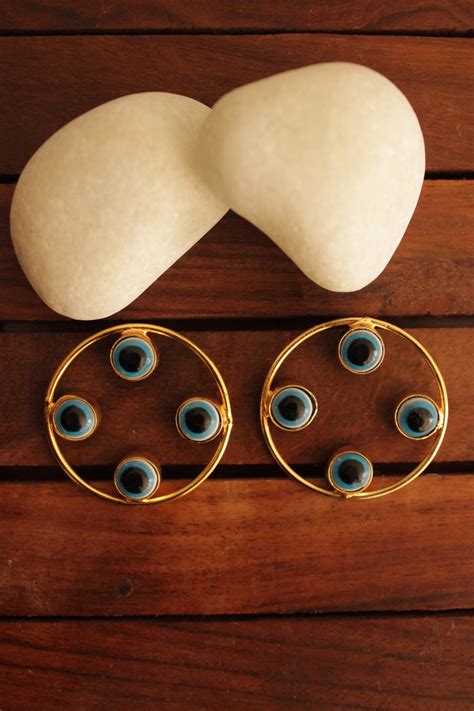 Evil Eye Embedded Gold Finish Hoop Earrings – A Local Tribe