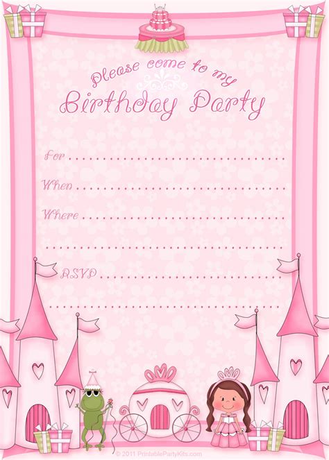 Princess Birthday Party Invitation Templates