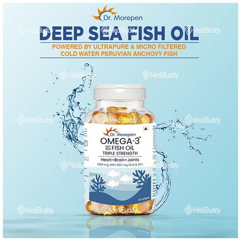 Dr. Morepen Triple Strength Omega 3 Fish Oil 1250mg | Softgel for Heart ...