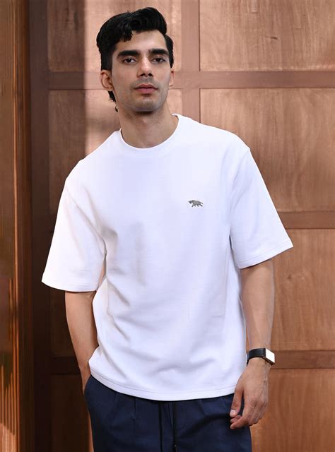 Buy Quartz White Cotton Blend Crew | Casual White Solid Crew Neck for ...