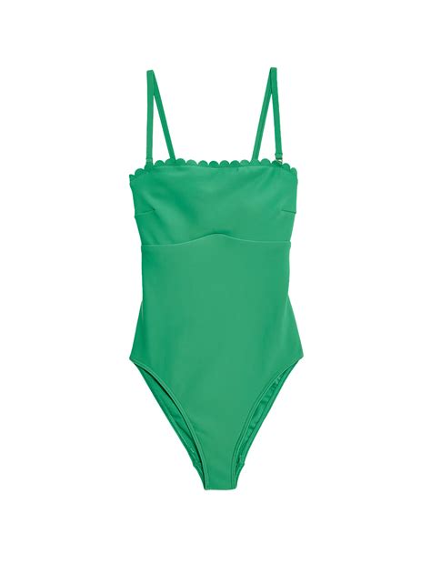 Buy Neoprene Scallop Bandeau Swimsuit at Marks & Spencer