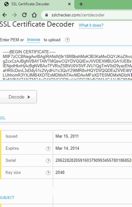 Image result for SSL Cert Decoder