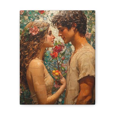 Adam and Eve Art - Romantic Couple Painting - Biblical Wall Art ...