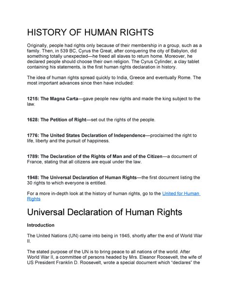 History OF Human Rights - HISTORY OF HUMAN RIGHTS Originally, people had rights only because of ... - history of human rights