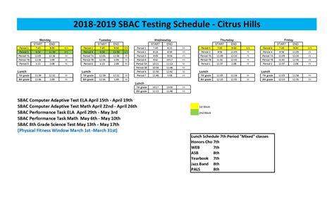 Bell Schedules - Citrus Hills Intermediate
