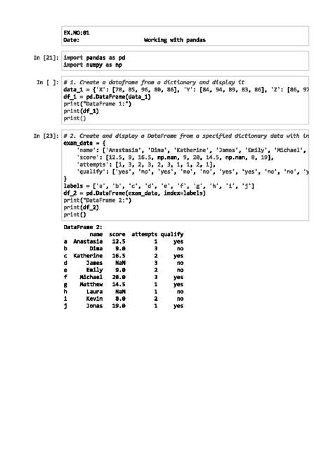 DS-1b - Jupyter Notebook - EX:01 Date: Working with pandas In : import ...