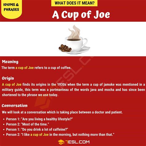 "A Cup of Joe" Meaning, Origin and Examples • 7ESL