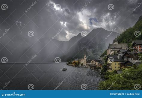 Thunderstorm Approaching the Picturesque Town Hallstatt Stock Image ...