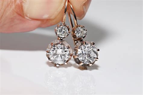 New Made 18k Gold Natural Diamond Decorated Solitaire Earring For Sale ...