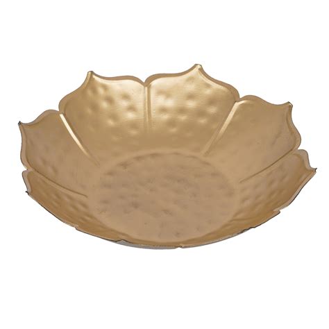 eCraftIndia Golden Metal Handcrafted Traditional Lotus Flower Shape De