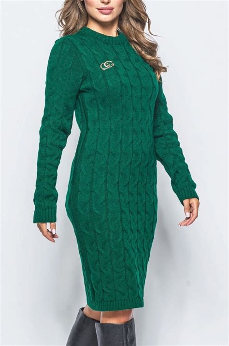 Dark green Knitted dress for women Powder long sweater dress | Etsy