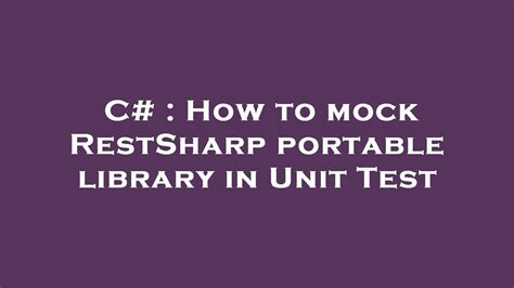 RestSharp Library 的图像结果