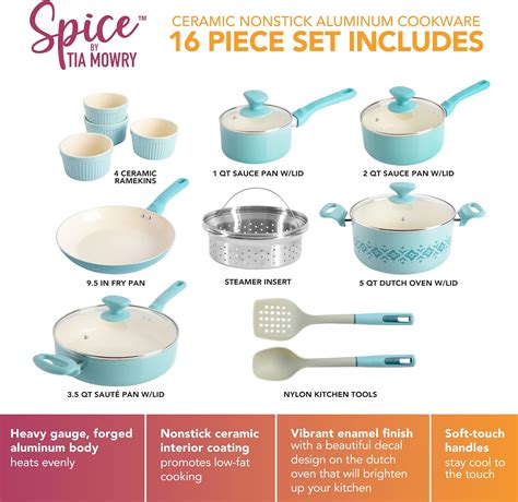 Buy Spice by Tia Mowry Savory Saffron 7-Piece Healthy Nonstick Ceramic ...
