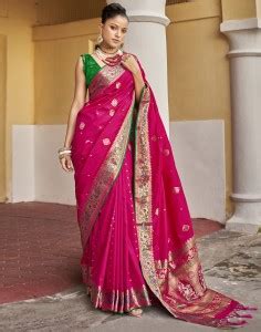 Buy Satrani Self Design, Woven, Embellished Banarasi Cotton Silk, Silk ...