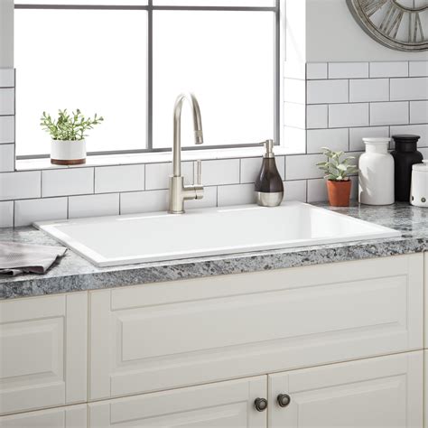 33" Algren Drop-In Granite Composite Sink - Cloud White | Signature ...