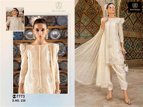ZIAAZ DESIGNS CODE NO - 239 CAMBRIC COTTON EMBROIDERED SEQUENCE MOTI ...