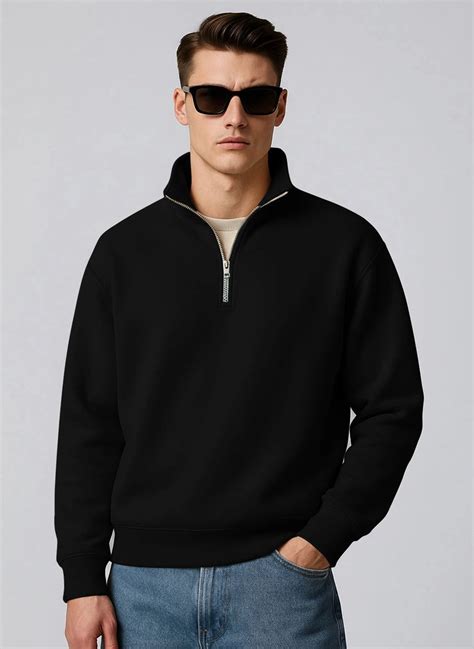 Cozy Cut Zipper Full Sleeve Black Sweatshirt – ManiacLife.com