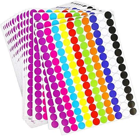 3500 Pieces Colored Round dot Stickers 3/4" Round Color Coding Circle ...