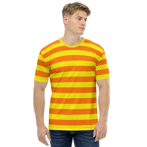 Men’s Orange & Yellow Striped T-Shirt | Summer Casual Tee – YVDdesign