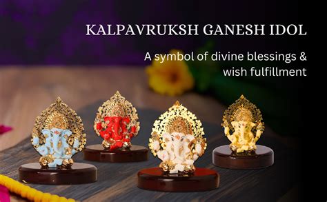 Buy House Of Wemy Gold Plated Ganesh Idol with Kalpavruksh Tree for Car ...