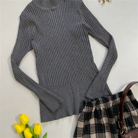 Grey Bodycon Highneck Sweater - Bust 30 to 34 – Outdated