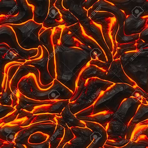 Seamless Magma Or Lava Texture With Melting Rocks And Fire Stock ...