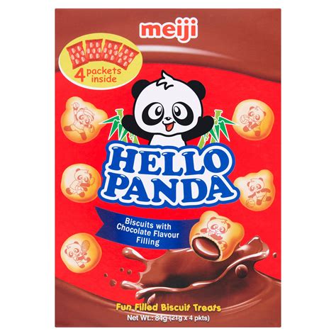Meiji Hello Panda Biscuits with Chocolate Flavour Filling 4 x 21g (84g ...