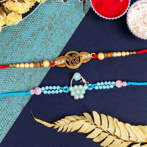 Send Onkar Rakhi and Flower Rakhi Set Online | Rakhibazaar.com