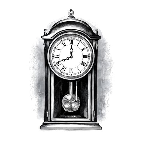 Premium Vector | Pendulum clock monochrome ink sketch vector drawing ...
