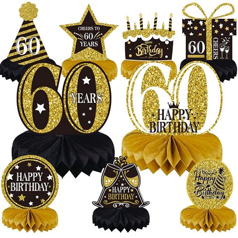 Buy 9 Pieces 60th Birthday Decoration 60 Years Birthday Centerpieces ...