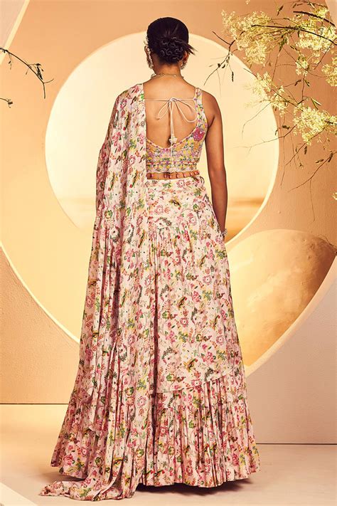 Peach Chintz 3 Tier Saree – Aneesh Agarwaal