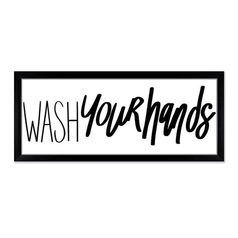 Wash Your Hands Glass Framed Bathroom Wall Art | At Home